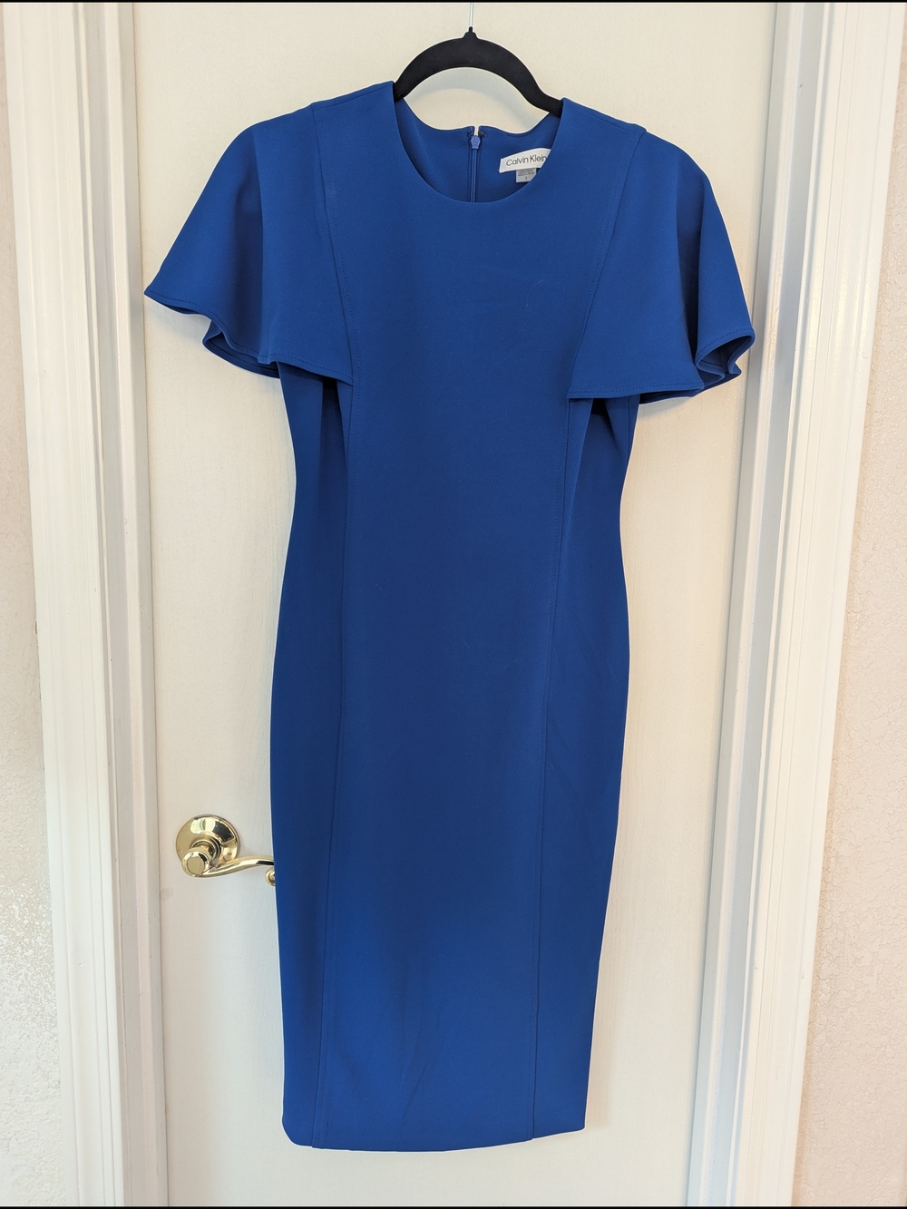 Calvin Klein Royal Blue Flutter Sleeve Sheath Dress